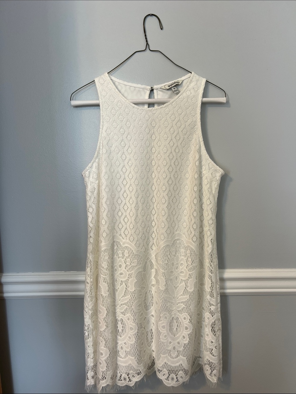 Speechless Boho White Floral Lace Overlay Dress